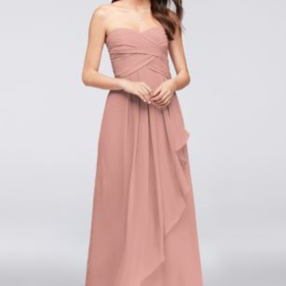 David's Bridal Strapless Chiffon Dress W10840